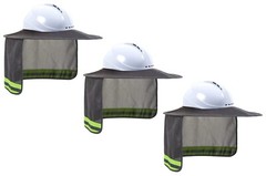 3 Pack Hard Hat Sunshield Upgrade Full Brim Neck Sunshade Cover – GREY