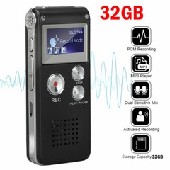 32GB Rechargeable LCD Digital Audio Sound Voice Recorder Dictaphone MP3 Player