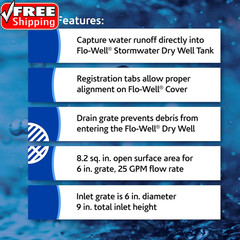 FWSD69 6-Inch round Surface Drain Inlet with Plastic Grate for Flo Stormwater Dr