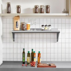 Stainless Steel Wall Mount Floating Shelf 12×60 Inch 315lb NSF Hally Inches Home