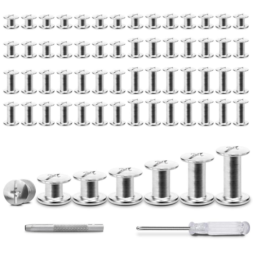 120Sets Chicago Screws, 6 Sizes Leather Rivets Assorted Kit, Chicago Screws Rive