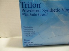 Trilon Synthetic Vinyl Exam Gloves with Satin Stretch Medium Latex Free