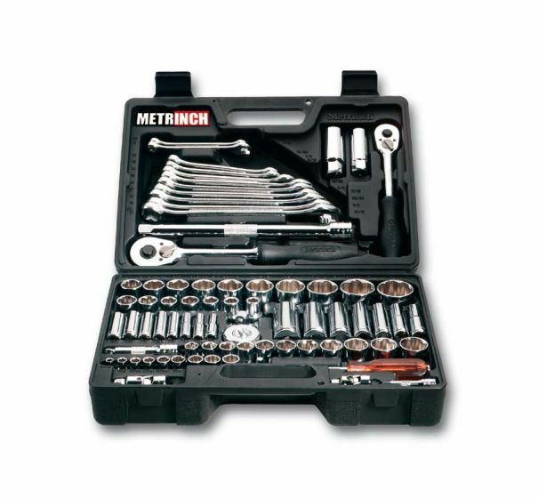METRINCH MET-0076 Combination set 1/2″ 3/8″ 1/4″ 76pcs Ratchet Box Wrench Socket