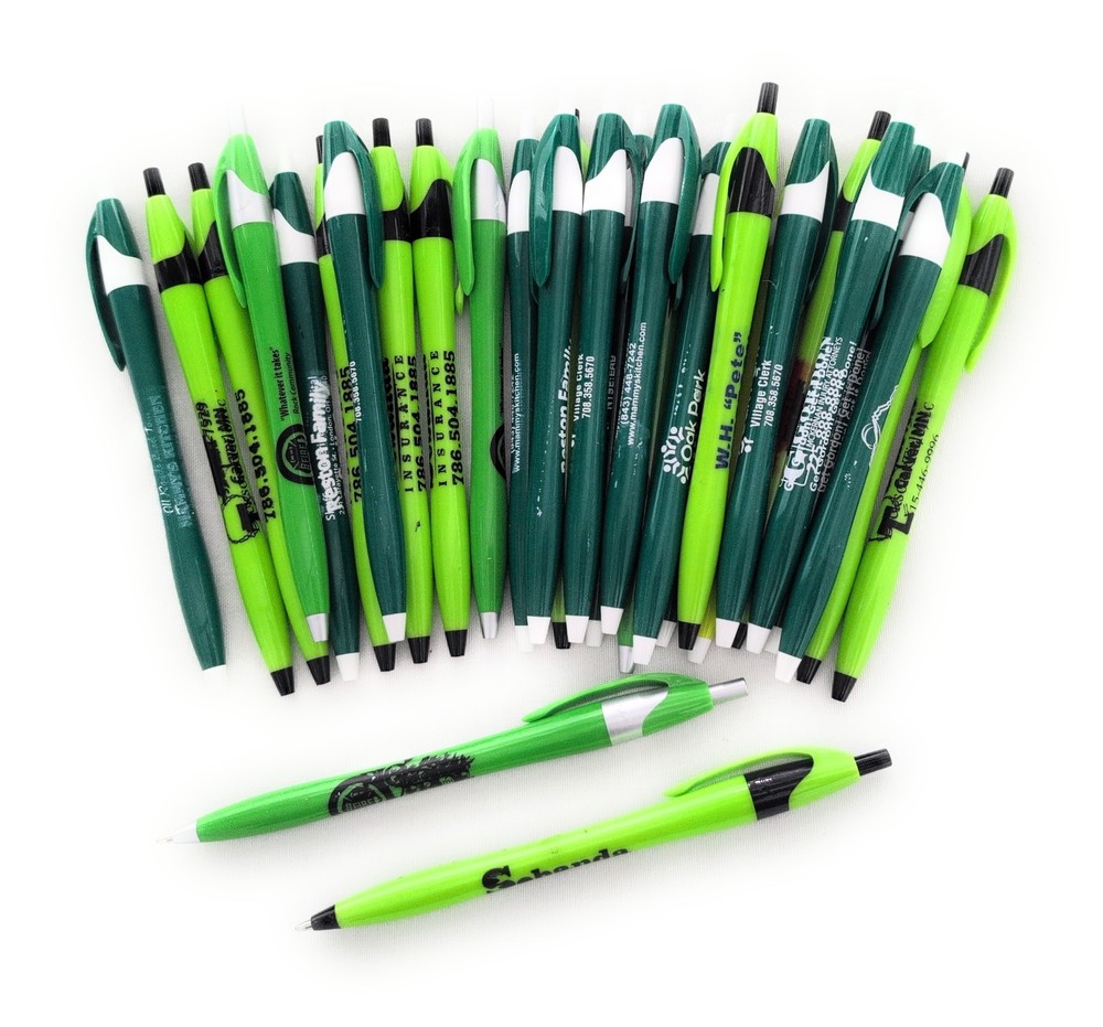 30ct Mixed Lot Misprint Click Pens JAVALINA Hub Pen GREEN Lime Forrest Neon Dark