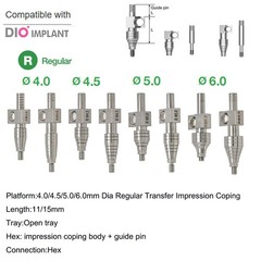 US DIO UFII Regular Impression Coping Transfer Straight Locator Healing Abutment