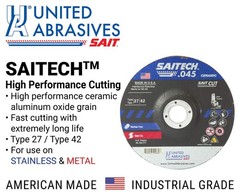 United Abrasives 22082 6x.045×7/8 Saitech .045 Ceramic Cutting Wheels 50 pack