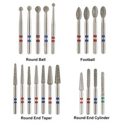 Zirconia Cutting Burs Dental Diamond Bur Football Pear Round End Taper Barrel FG