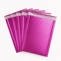 Metallic Pink Bubble Mailers 6.5×10 Padded Poly Envelopes Self Seal Waterproof