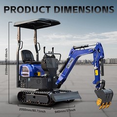 Free Ship Mini Excavator 1 Ton Digger 13.5hp Gas Tracked Crawler EPA Engine