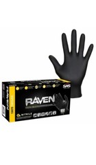 SAS RAVEN Black Nitrile Gloves Powder & Latex Free 7mil, 2 PACK/100/Box Size L