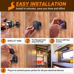 15Amp 125V AC Port​​ Plug RV Power Inlet Dual 18″Inch Extension Y Splitter Cable