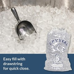 Ice bags 10 lb with Drawstring, 500 Count – Heavy Duty 11″ x 20″ Plastic Ice Bag