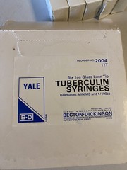 (6) Becton-Dickinson Yale 1cc glass Luer tip tuberculin syringes