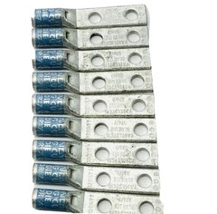 LOT OF 9 BURNDY YA6CL2TC10 BLUE DIE 2 HOLE LUG 6AWG 374/7