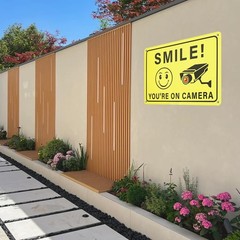 2 Pack Smile You Are on Camera Sign Aluminum Outdoor Security Sign Yellow