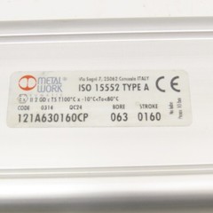 Metal Work 121A630160CP 63mm Bore 160mm Stroke Double Acting Air Cylinder