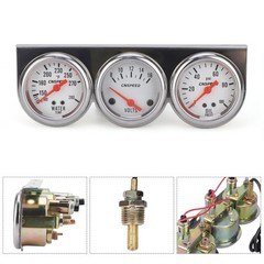 CNSPEED 2″ 52mm Triple Gauge Kit Volt, Water Temp, Oil Pressure Auto Gauge Set