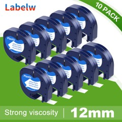 10PK Compatible Dymo LetraTag Refill 91331 12mm White Plastic Label Tape LT-100H