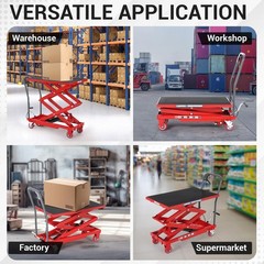 Hydraulic Lift Table Cart 50″ 330lbs Capacity Double Scissor Lift Table w/Wheels
