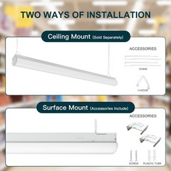 4FT LED Linear Shop Light, 3CCT 3500-5000K, 3 Lumen, 120-277V 0-10V Dim, UL/DLC