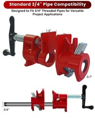 Atpeam 3/4 Wood Gluing Pipe Clamp Set 6 Pack Heavy Duty Cast Iron Quick Release