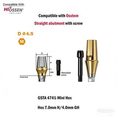 Dental Titanium Cemented straight abutment fits to Osstem Hiossen Mini Regular