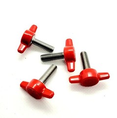 M6 x 20mm Clamping Thumb Screws with Red Butterfly Tee Wing Knob Pack of 4