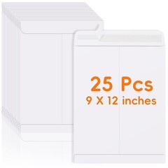 25 Pack Catalog Mailing Envelopes, 9 X 12 Inches Self-Seal White Manilla Envelop