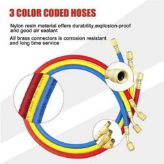 AC Manifold Gauge Set A/C Refrigeration 3 Way Hose Fit For R502 R134a R12 R22