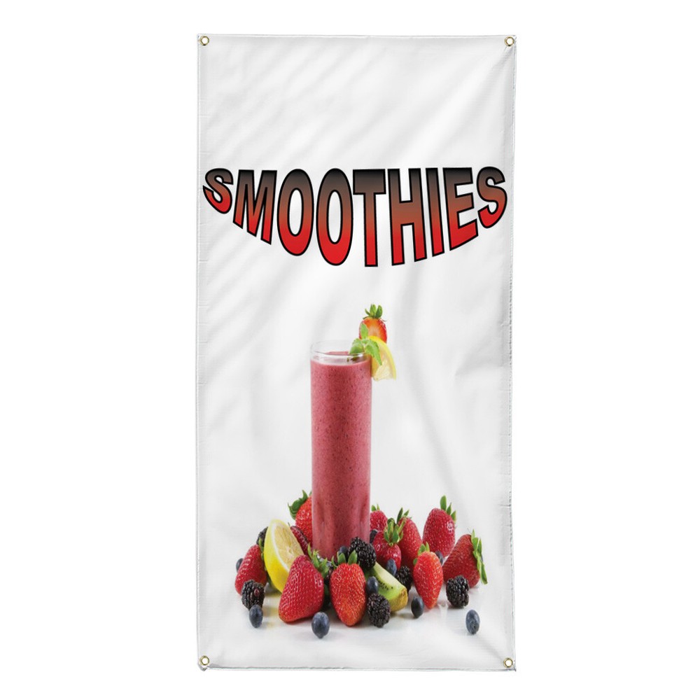 Vertical Vinyl Banner Multiple Sizes Smoothies with Background B Outdoor