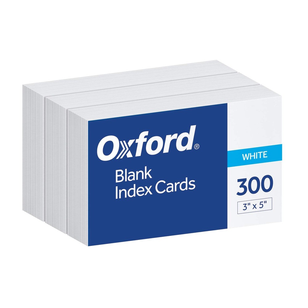 Oxford 3 X 5 Inches Blank Ruled Index Card 300 Count White 10013 Material – P…