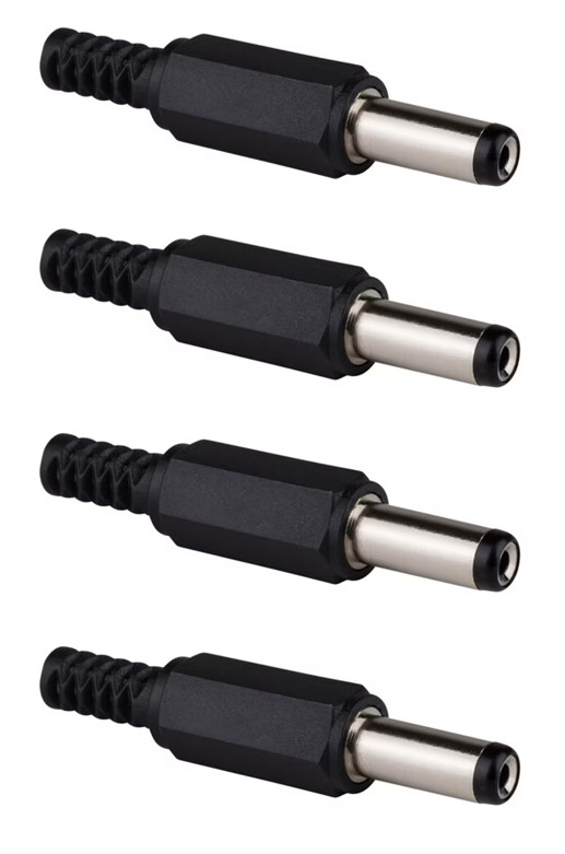 4-Pack 2.1mm x 5.5mm x 14mm DC Barrel Power Plug Connector