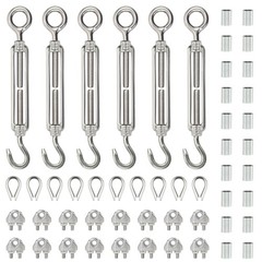 1/8 Inch Stainless Steel Wire Rope Kit – 6 M6 Ropes & Clips Included