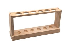 Eisco Labs Economy Test Tube Rack, Holds 6 15mm Test Tubes – Unfinished Hardwood
