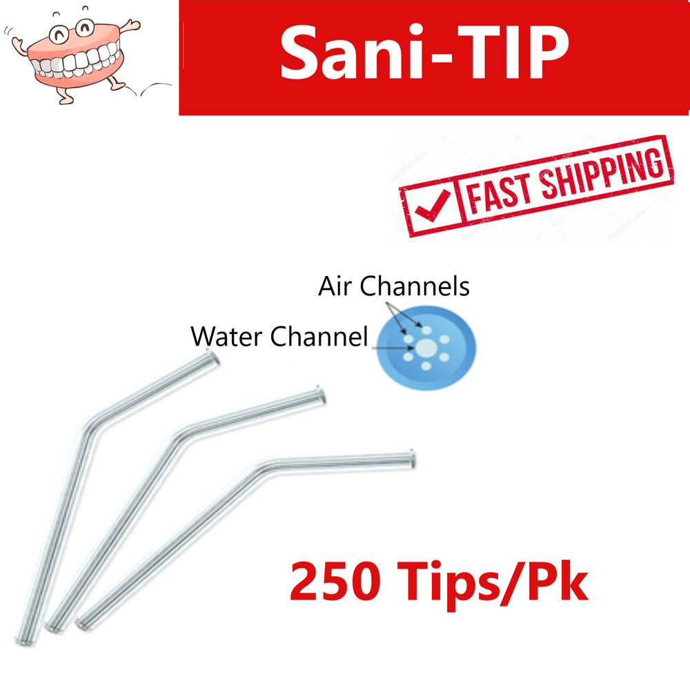 Dental Sani-Tip Air / Water Tip Refill Clear 3:1 Air Water Syringe Tip 250/Pk