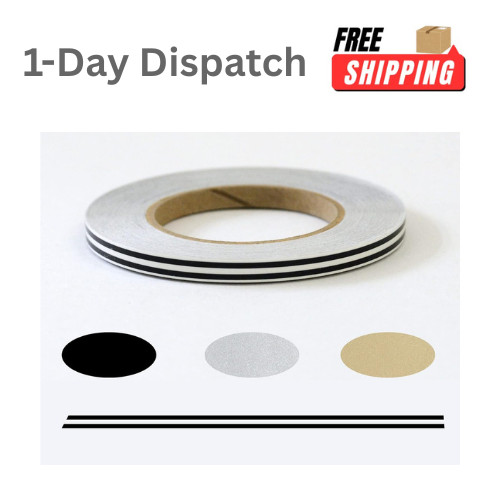 Universal Dual Pinstripe 3/16 x 50ft Black Auto Customizing Vinyl Tape