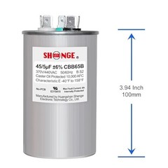 45+5uF 45/5 MFD ±6% 370V/440V CBB65B AC Capacitor, Dual Run Round Capacitor…