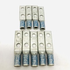 LOT OF 9 BURNDY YA6CL2TC10 BLUE DIE 2 HOLE LUG 6AWG 374/7