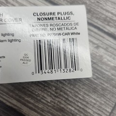 1/2 In. THREADED ELECTRICAL White Closure Plugs, 5Pack 15 TOTAL [93]