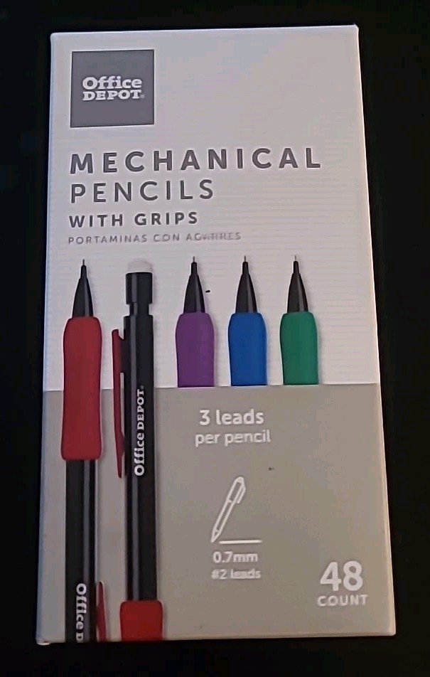 Office Depot LOT OF 48 Mechanical Pencils W/ Grips ~ 0.7mm # 2 Leads