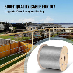 Stainless Steel Cable Railing 1/8″ X 500Ft, Wire Rope 316 Marine Grade, Braided