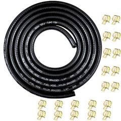 Braided Fuel Line Set 1/4 in 6mm ID NBR 10 ft with 20 Pcs Clamps
