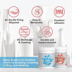 1 Pound Natural Epoxy Putty Sculpt Clay, 2 Part (A & B) Modeling Compound for Sc