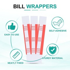 200Pcs Money Band 500 Dollar Money Bill Wrapper Self-Adhesive Bill Band Red