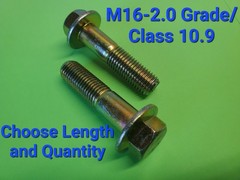 M16-2.0 x(CHOOSE LENGTH & QUANTITY) Class 10.9 Metric Flange Bolts Yellow Grade