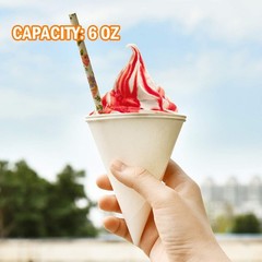100 Snow Cone Cups Wax Coated Leakproof Cone Paper Cups for Slush Shaved Ice