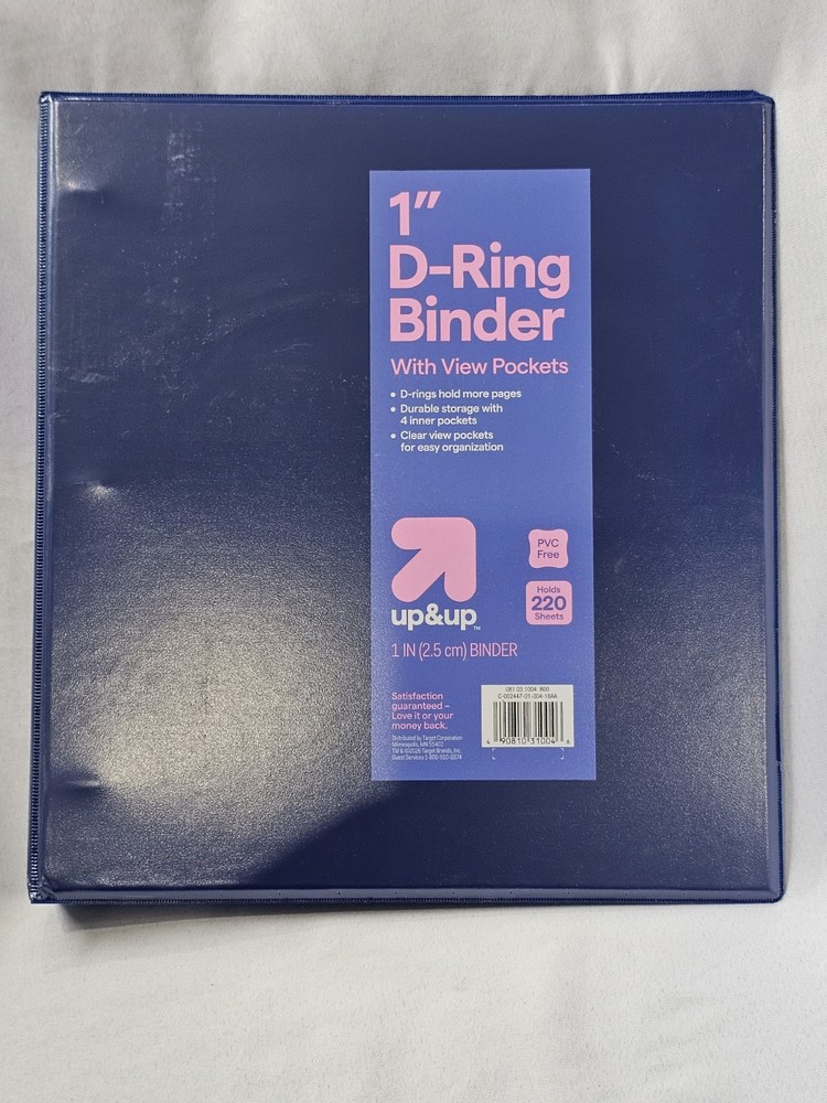 x12 Up & Up Durable Blue D-Ring Binders w/ Clear View Inside Pockers 1″ ▪︎ NEW