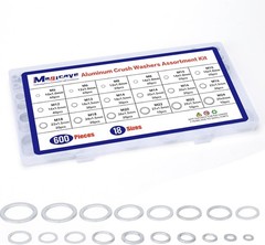 600 Pcs Aluminum Crush Washer Assortment Kit – 18 Sizes