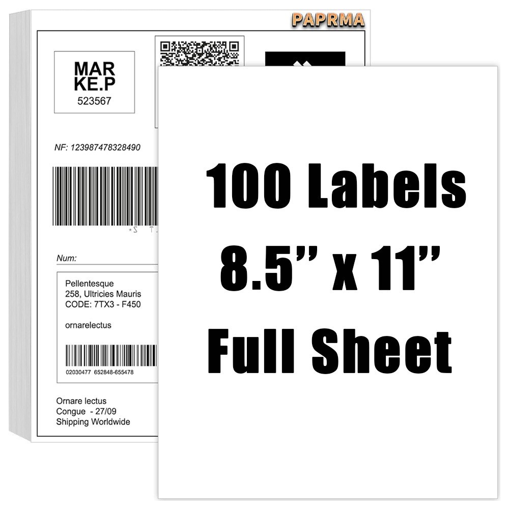 100 Full Sheet Shipping Labels 8.5×11 Self Adhesive Blank Paper for Laser Inkjet