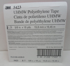 3M 5423 UHMW Film Tape 5/8 in x 18 yd (O20477-3 C) BIN#18